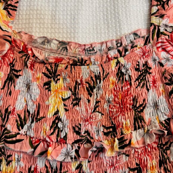 Superdown Juliette Smocked Crop Top, Peach, floral, Size: Small, NWOT - Picture 6 of 7